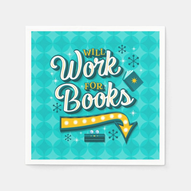 Will Work for Books Party Napkins (Front)