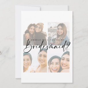 Will you be bridesmaid collage photo Flat Card
