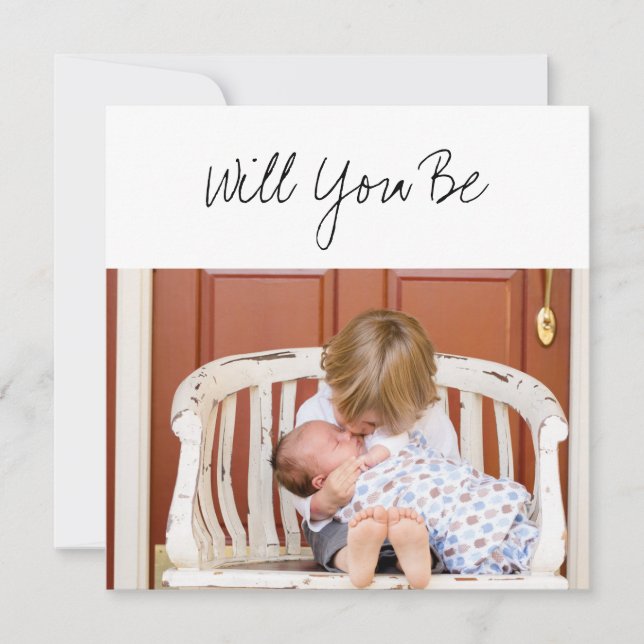 Will You be Godparent Baby & Sibling Photo Card (Front)