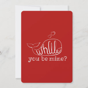 Will You Be Mine Funny Red Whale Valentines Day Holiday Card