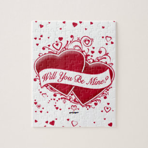 Will You Be Mine? Red Hearts Jigsaw Puzzle