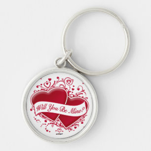 Will You Be Mine? Red Hearts Key Ring