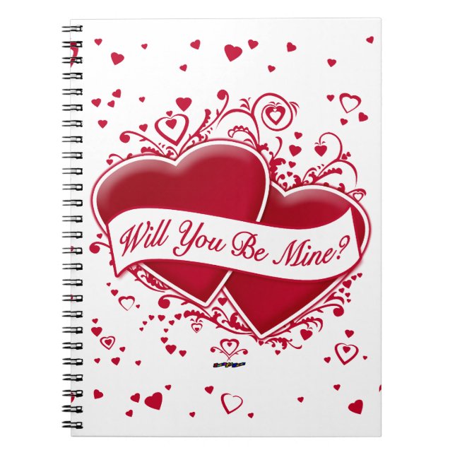 Will You Be Mine? Red Hearts Notebook (Front)