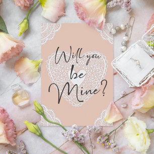 Will You Be Mine Romantic Lace Heart Card