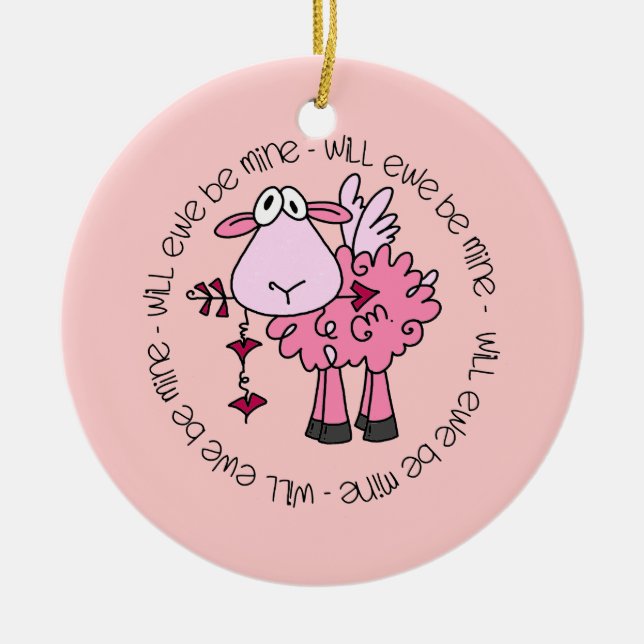 Will You Be Mine Valentine Ceramic Ornament (Front)