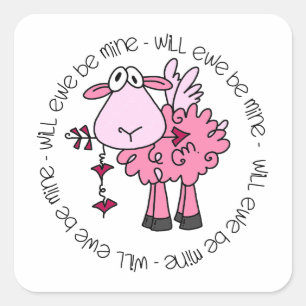 Will You Be Mine Valentine Square Sticker