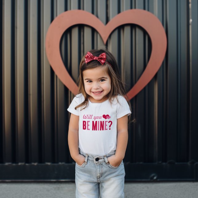 Will You Be Mine? Valentine's Day Girl's Pink Toddler T-Shirt (Creator Uploaded)