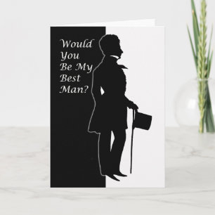 Will you be my best man, black and white gent invitation