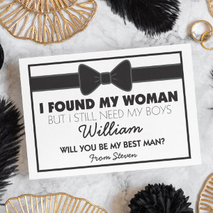 Will You Be My Best Man Black White Bow Tie Invitation