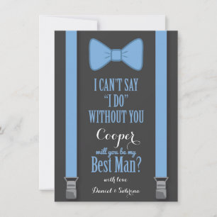 Will You Be My Best Man - Blue Tie Braces Invitation