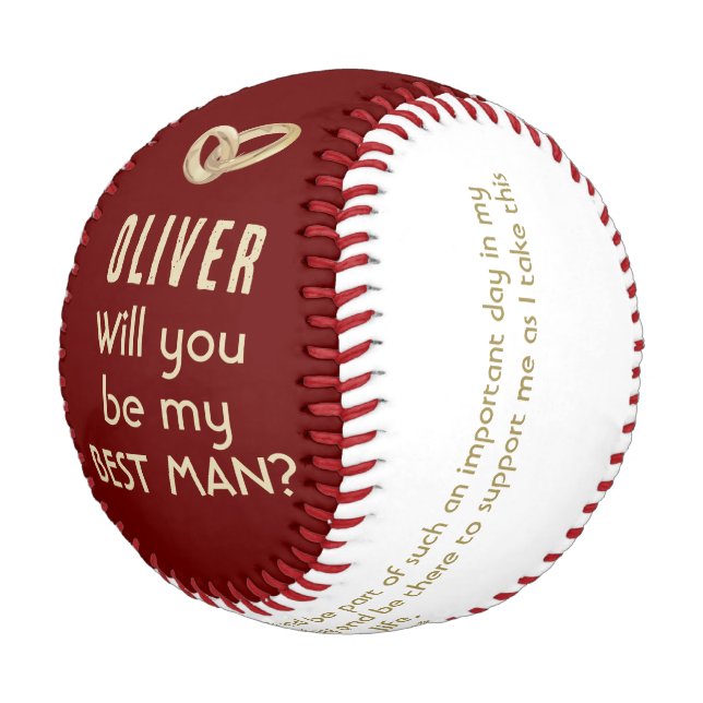 Will you be my Best Man Custom Name  Baseball (Angled)