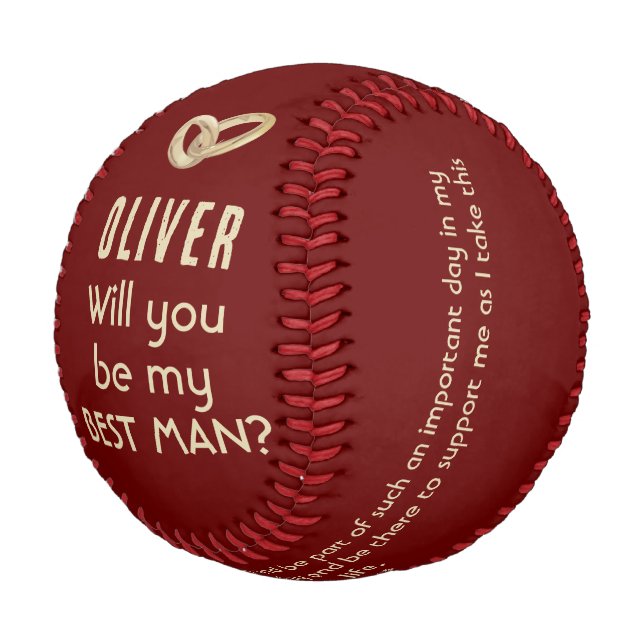 Will you be my Best Man Custom Name Baseball (Angled)