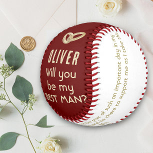 Will you be my Best Man Custom Name  Softball