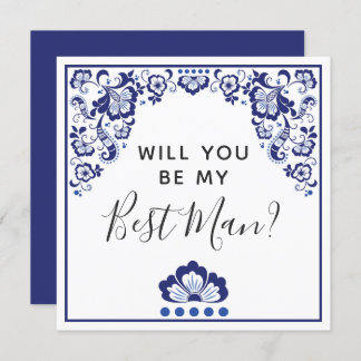 Will You Be My Best Man? Delfts Blauw Delft Blue Invitation