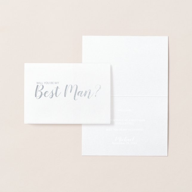 Will You Be My Best Man? Elegant Silver Foil Card (Display)