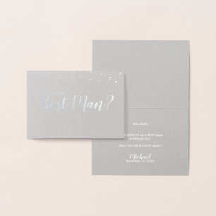 Will You Be My Best Man? Elegant Silver Foil Card