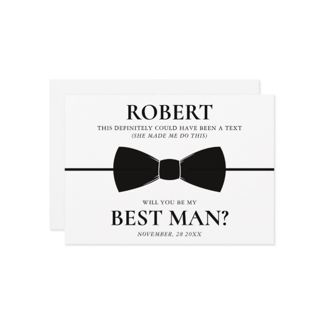 Will you be My Best Man? Funny Proposal Card (Front/Back In Situ)