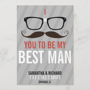Will you be my Best Man Geek Glasses invite