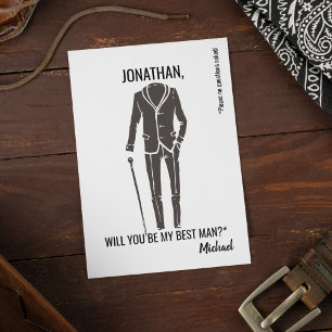 Will You Be My Best man   Groomsman Black White Invitation