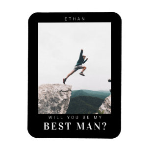 Will you be my Best Man Minimalist Photo Dark Magnet