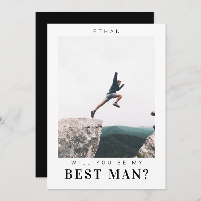 Will you be my Best Man Minimalist Photo Modern  Invitation (Front/Back)