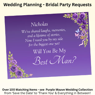 Will You Be My Best Man?  Purple Mauve Flowers