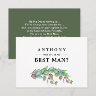 Will you be my Best Man? Rustic Botanical Invitation