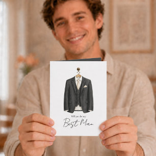 Will You Be My Best Man Suit Proposal Card