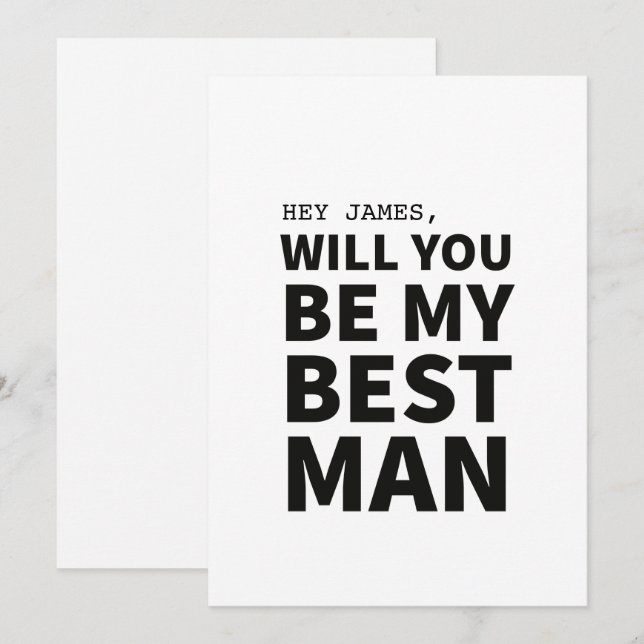 Will You Be My Best Man Wedding Proposal Card (Front/Back)