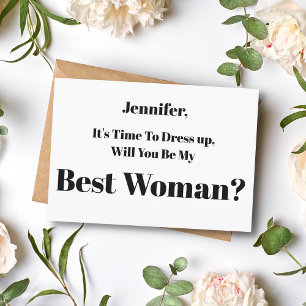 will you be my best woman, modern script proposal  invitation