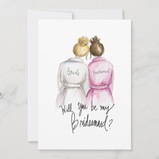 Will you be my BM? Bl Bun Bride Br Bun Maid Thank You Card (Front)
