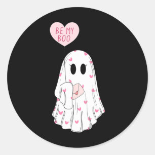 Will You Be My Boo Funny Spooky Ghost Valentine Da Classic Round Sticker
