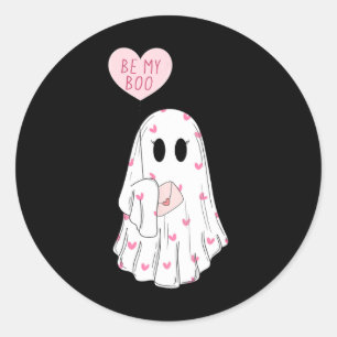 Will You Be My Boo Funny Spooky Ghost Valentine Da Classic Round Sticker