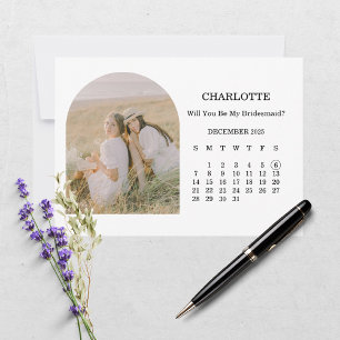 Will You Be My Bridesmaid Arch Photo Calendar Card