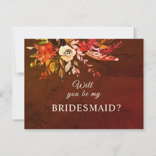 Will You Be My Bridesmaid Autumn Floral Splendour Postcard