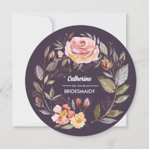 Will you be my Bridesmaid? Autumn Flower Wreath Invitation