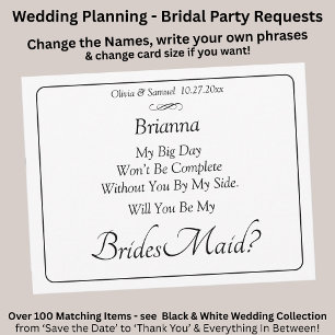 Will You Be My Bridesmaid? Black & White Card