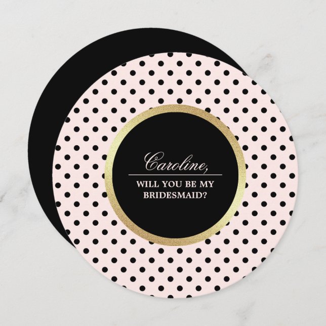 Will you be my Bridesmaid? Blush Pink Black Invitation (Front/Back)