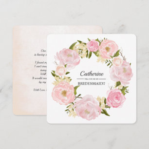 Will you be my Bridesmaid? Blush Pink Peony Wreath Invitation