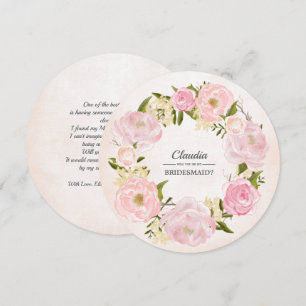 Will you be my Bridesmaid? Blush Pink Peony Wreath Invitation