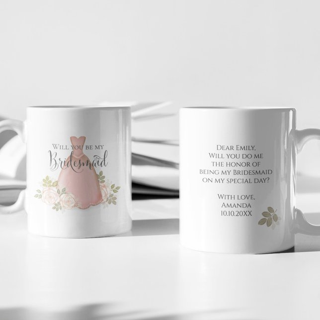 Will you be my Bridesmaid Blush Watercolor Coffee Mug (Creator Uploaded)