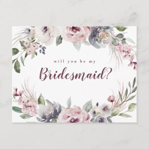 Will you be my bridesmaid boho floral invitation