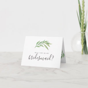 Will You Be My Bridesmaid Botanical Leaves Invitation