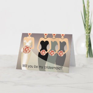 Will you be my Bridesmaid? Bridal Party black grey Invitation