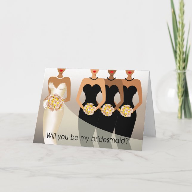 Will you be my Bridesmaid? Bridal Party black Invitation (Front)