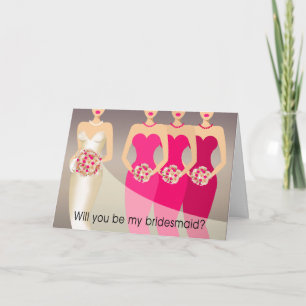 Will you be my Bridesmaid? Bridal Party   fuschia Invitation