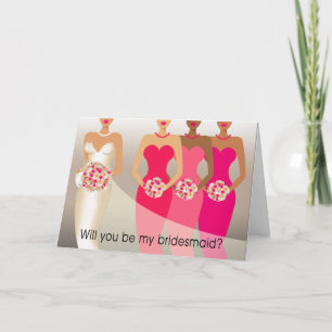 Will you be my Bridesmaid? Bridal Party   fuschia Invitation