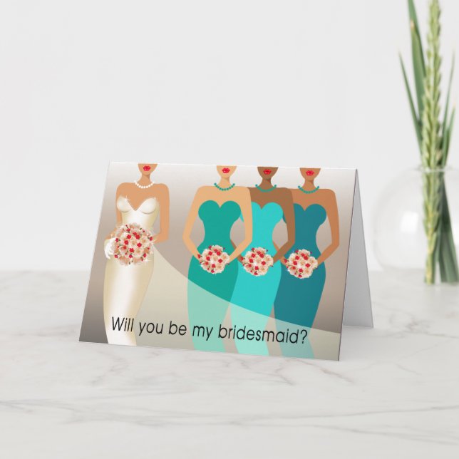 Will you be my Bridesmaid? Bridal Party | teal Invitation (Front)