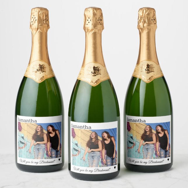 Will you be my bridesmaid, bridesmaid proposal sparkling wine label (Bottles)
