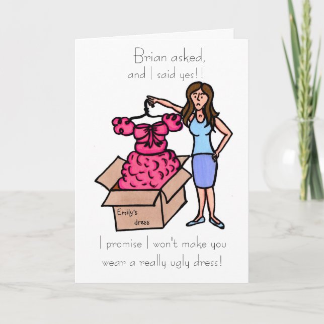 will you be my bridesmaid (brunette) invitation (Front)